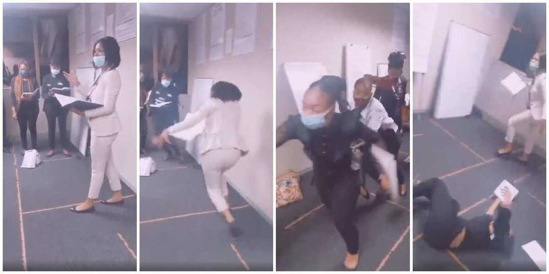 Confusion as female boss runs after employees during workers meeting in viral video, social media reacts Confusion as female boss runs after employees during workers meeting in viral video, social media reacts