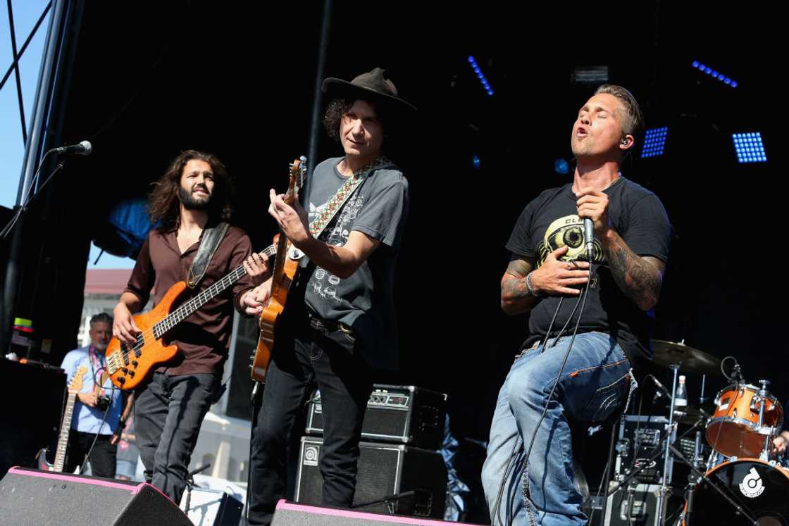 Nathan Towne, Christopher Thorn and Travis Warren (L-R) of Blind Melon performing in concert