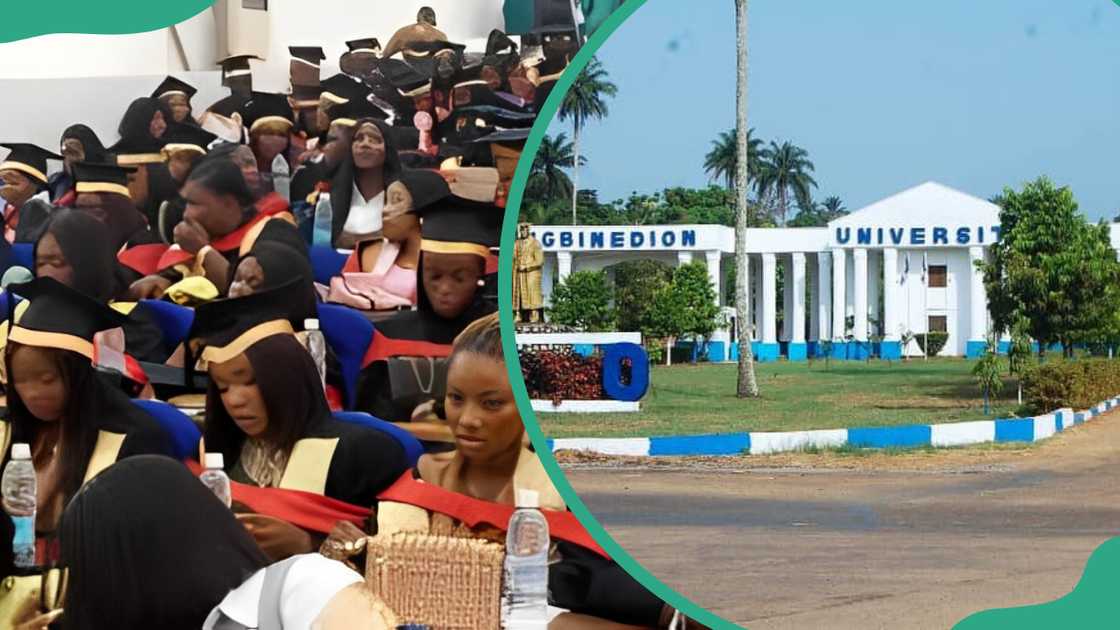 Igbinedion University graduates (L). Part of Igbinedion University administration block (R) Igbinedion University graduates (L). Part of Igbinedion University administration block (R)
