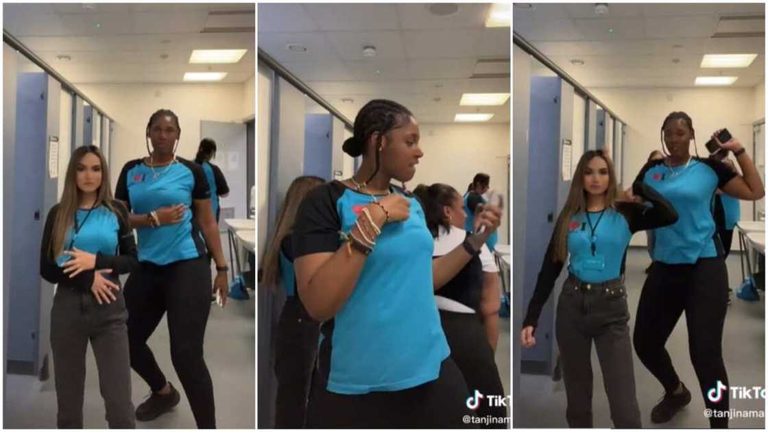 Dancing at work/workers having fun. Dancing at work/workers having fun.