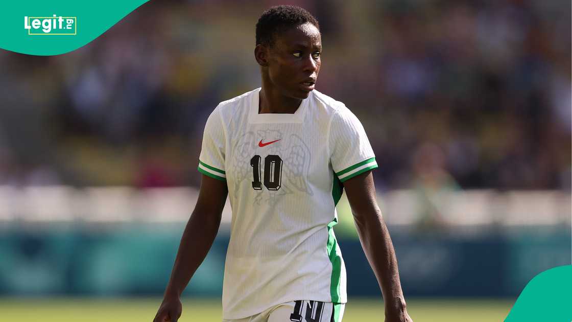 Christy Ucheibe, Super Falcons, Nigeria, Japan, Paris 2024 Olympics. Christy Ucheibe, Super Falcons, Nigeria, Japan, Paris 2024 Olympics.