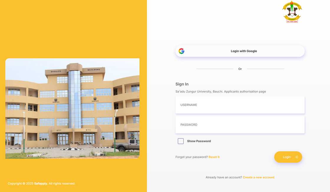SAZU applicant portal SAZU applicant portal