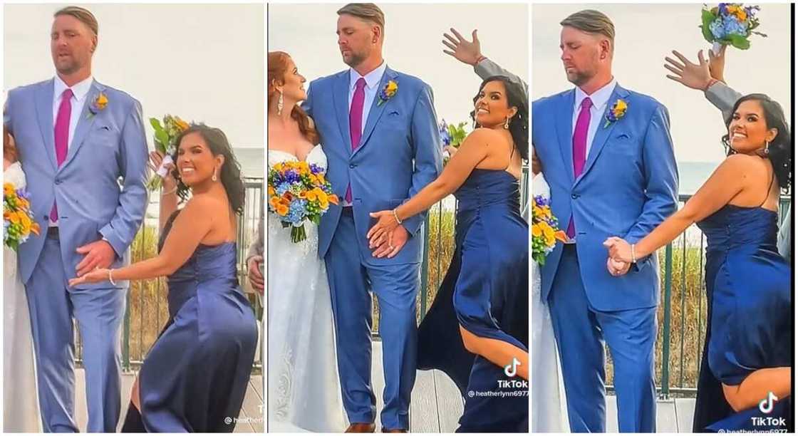 Photos of bride, groom and bridesmaid.