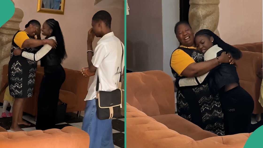 Video shows how lady surprised her mum after nine years abroad