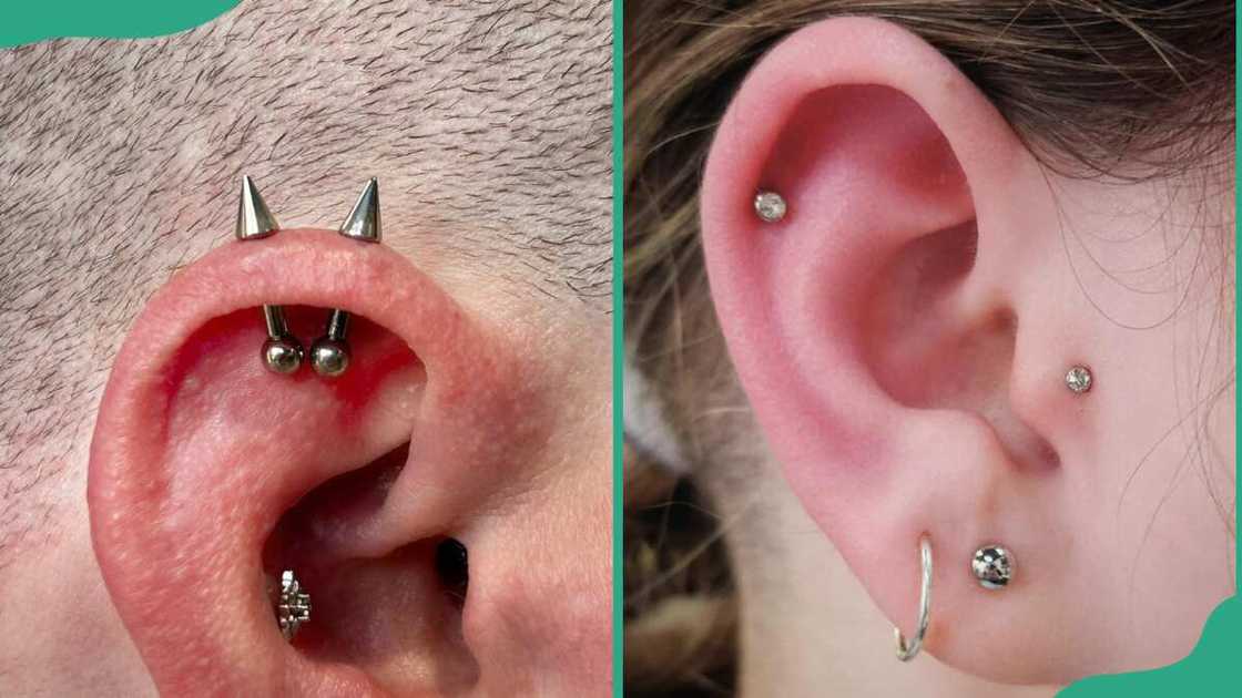 Two people with helix piercings Two people with helix piercings