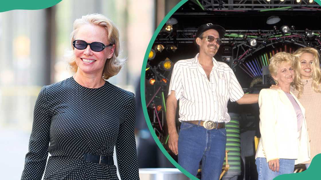 Pamela Anderson in New York City with her parents during a Baywatch event. Pamela Anderson in New York City with her parents during a Baywatch event.