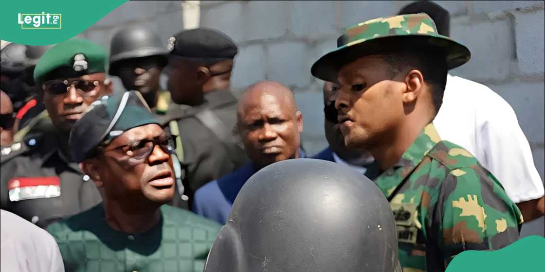 Security personnel guarding the disputed land area in Mabushi, Abuja.