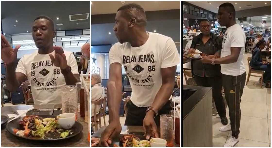 Photos of a black man creating a scene in a restaurant prank. Photos of a black man creating a scene in a restaurant prank.