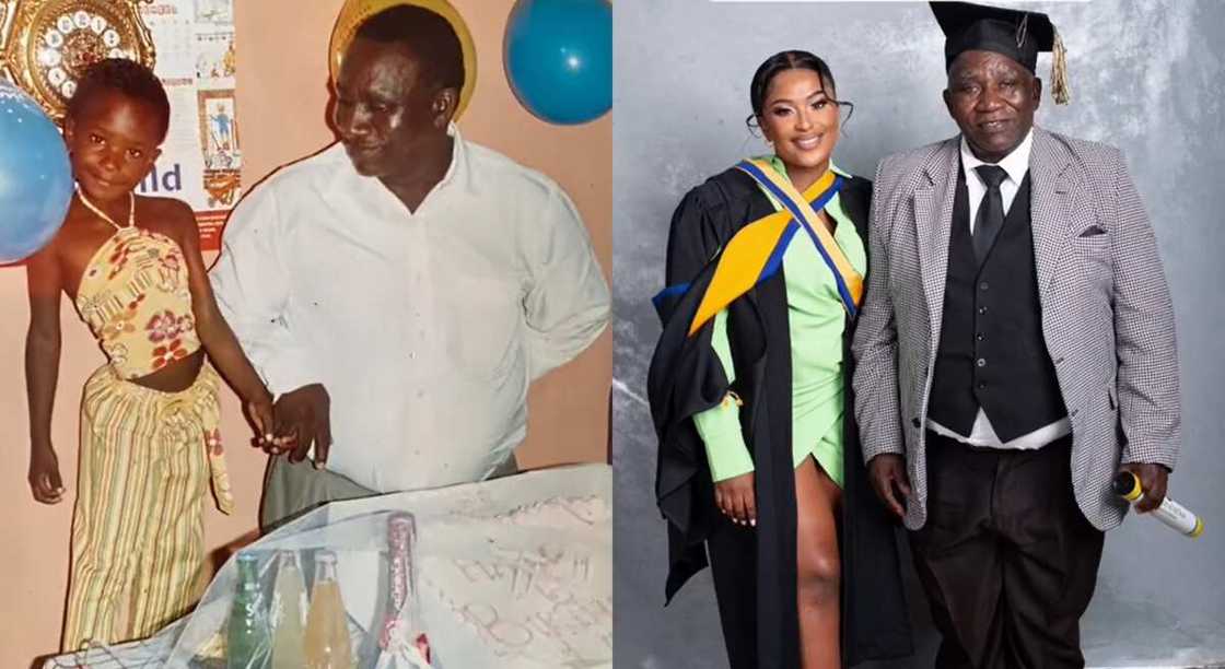 Photos of a man and his granddaughter. Photos of a man and his granddaughter.