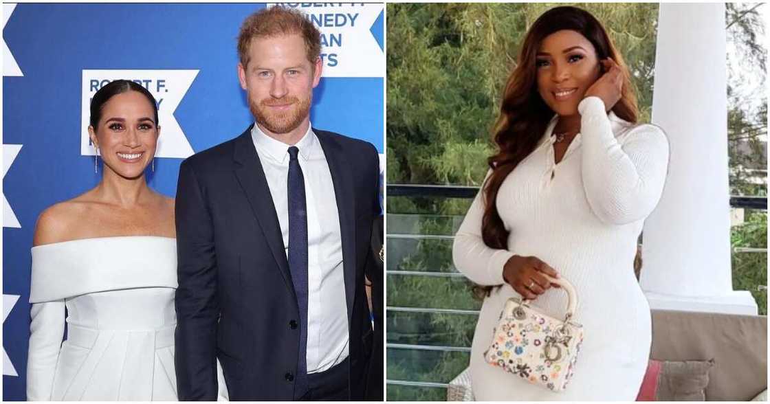 Photos of Linda Ikeji, Prince Harrya and Meghan Markle