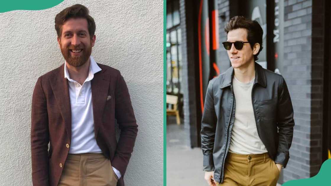 Two men donning business casual attires for summer Two men donning business casual attires for summer
