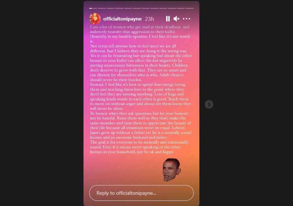 9ice’s ex-wife Toni Payne says there’s no point being angry at a deadbeat father 9ice’s ex-wife Toni Payne says there’s no point being angry at a deadbeat father