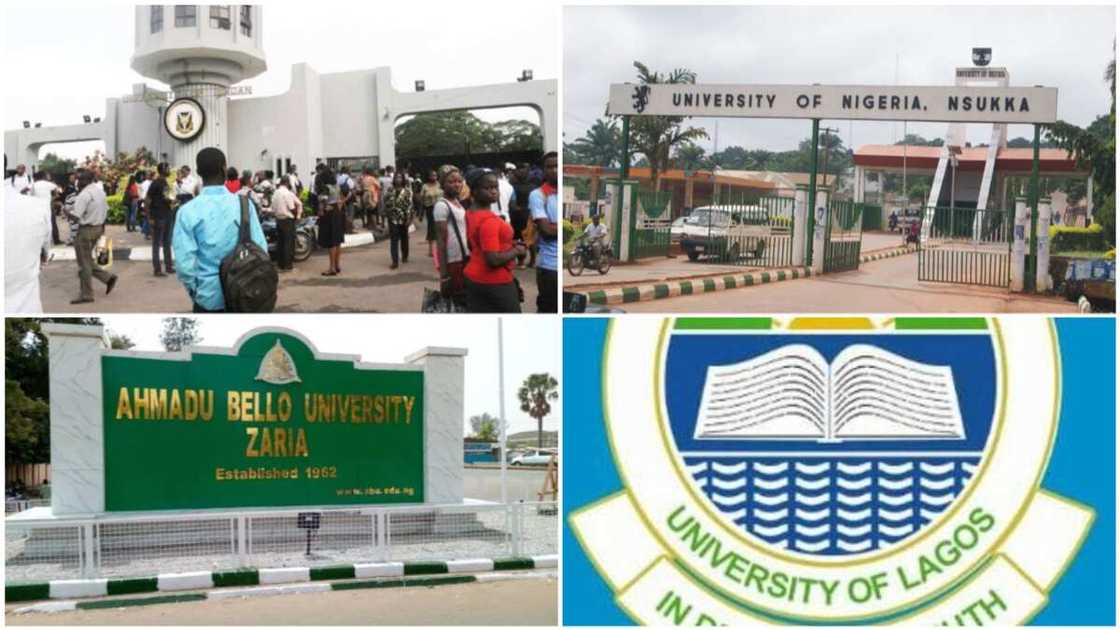 University of Ibadan/University of Nigeria Nsukka/Ahmadu Bello University Zaria/University of Lagos/World University Ranking University of Ibadan/University of Nigeria Nsukka/Ahmadu Bello University Zaria/University of Lagos/World University Ranking