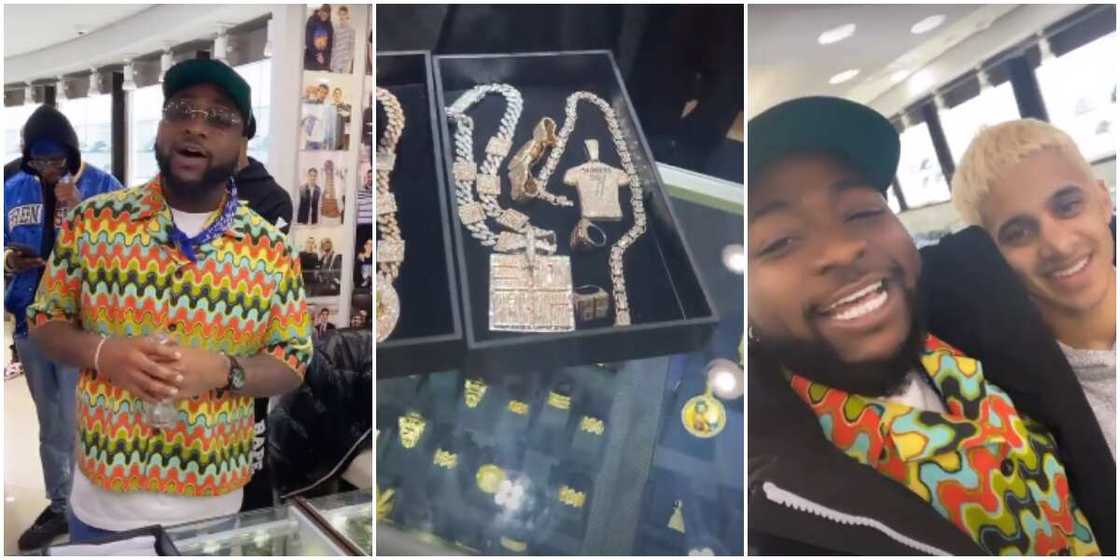 Davido pays a visit to his jeweller in Atlanta, flaunts diamond-studded accessories worth millions Davido pays a visit to his jeweller in Atlanta, flaunts diamond-studded accessories worth millions