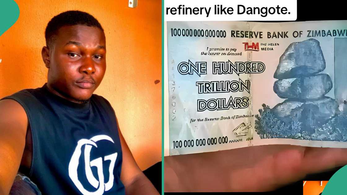 Young Nigerian man shows off foreign currency he found in his new clothes