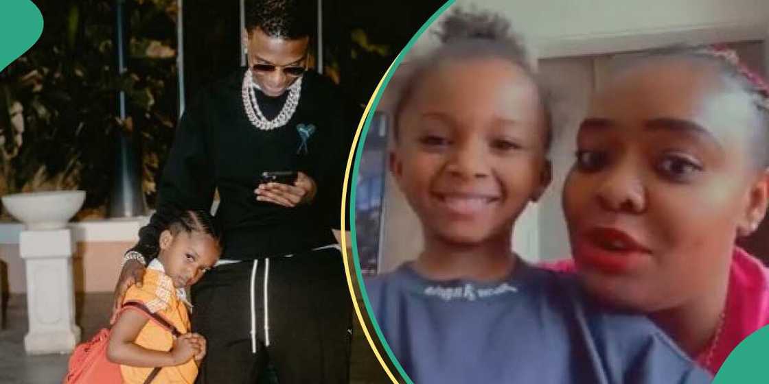 Nigerian singer Wizkid with his son Zion and sister