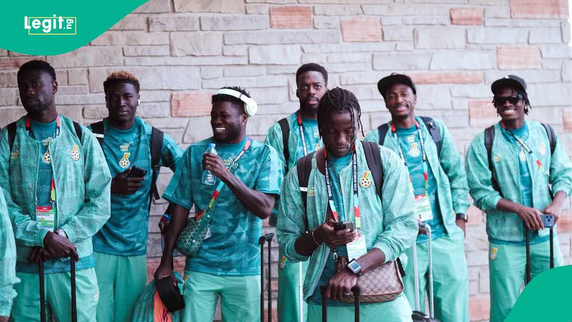 Ghana players arriving at their team hotel in Toronto ahead of their World Cup opener in Canada. Photo by GFA