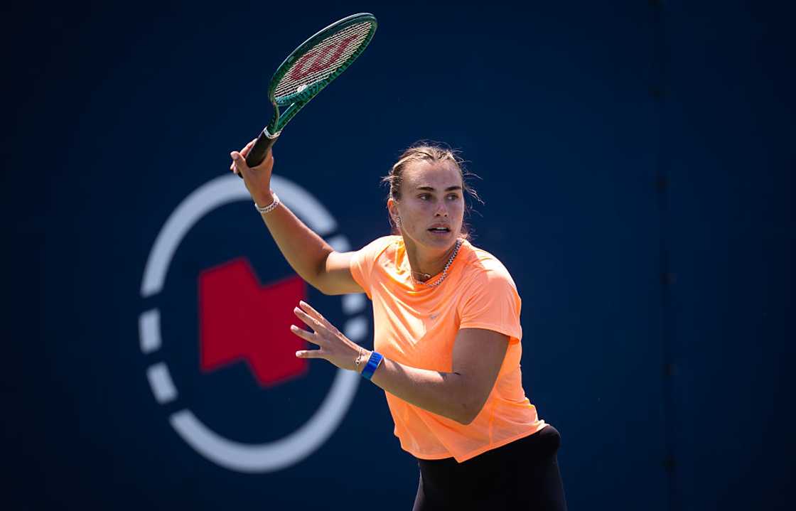 Aryna Sabalenka in action during a match Aryna Sabalenka in action during a match