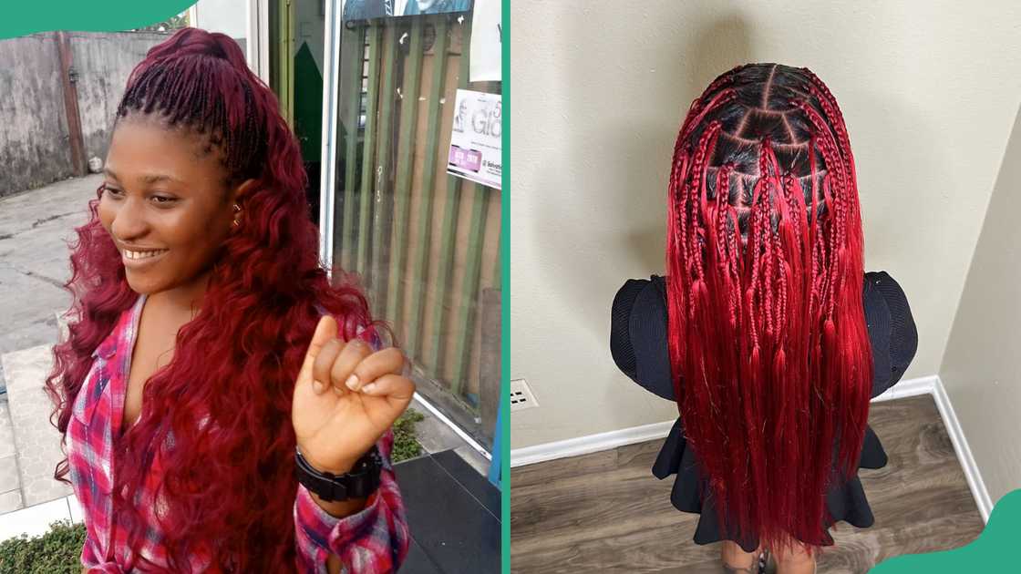 Burgundy pick and drop braids Burgundy pick and drop braids