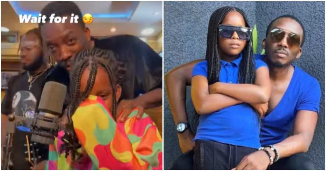 Nigerian singer Slimcase with Bovi and his daughter Nigerian singer Slimcase with Bovi and his daughter