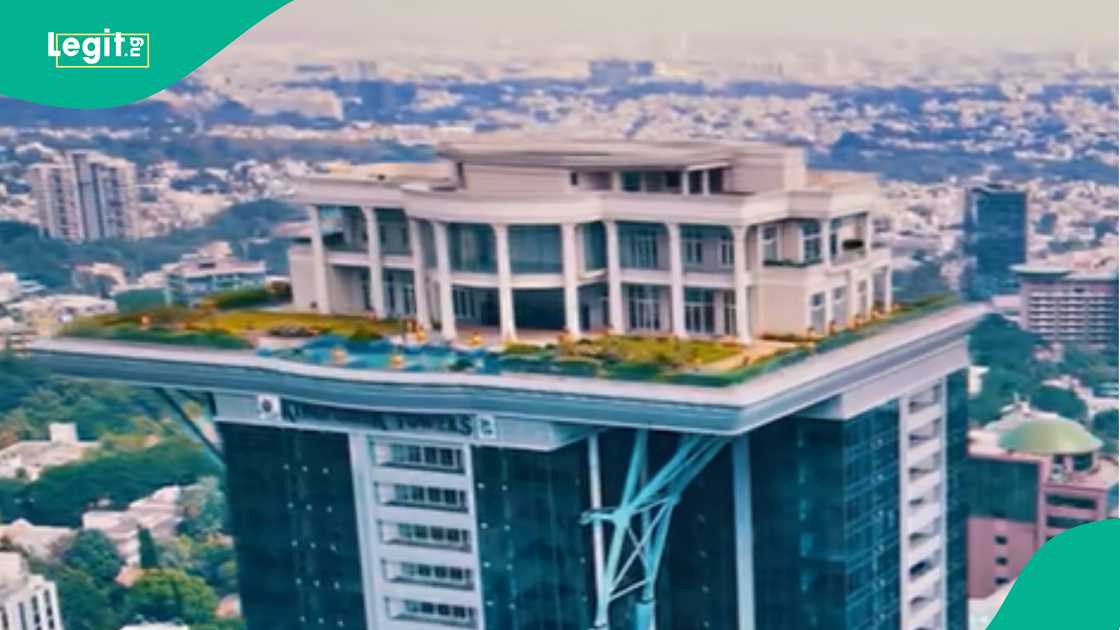 Indian rich man builds his mansion on top of a skyscraper.