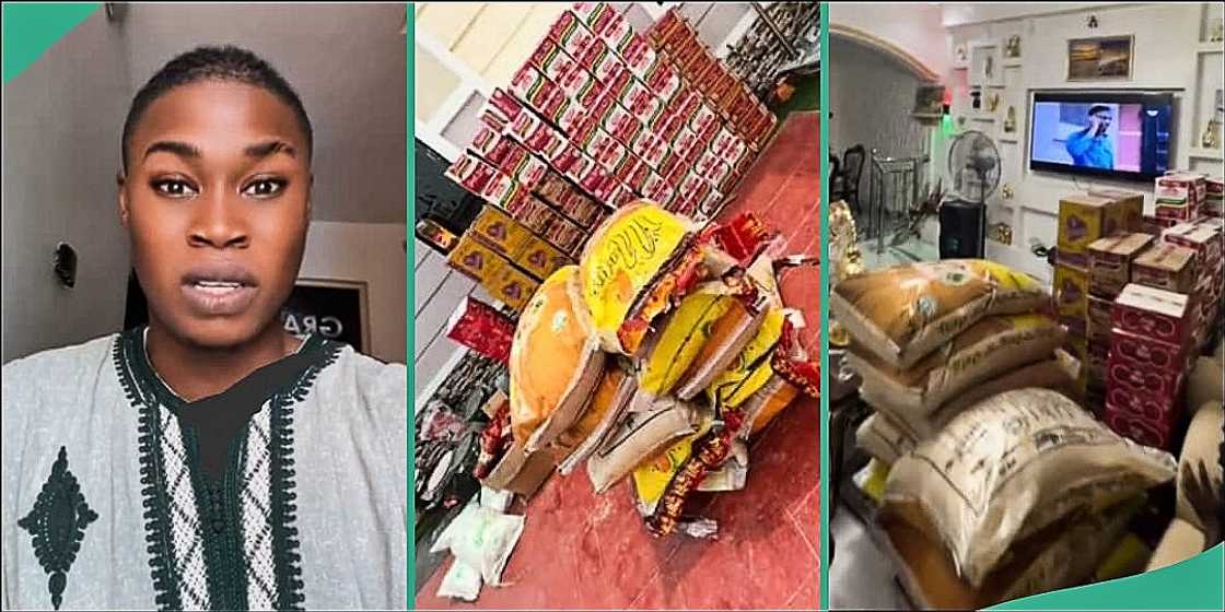 Nigerian man stocks his house with plenty foodstuffs