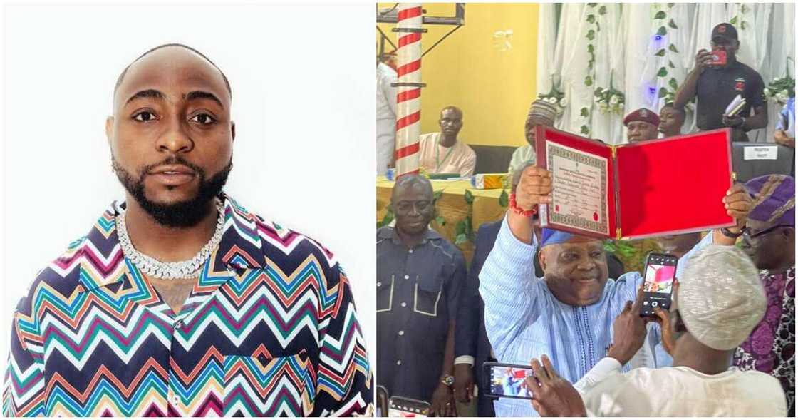 Davido, Ademola Adeleke, Osun election, Adeleke's certificate of return Davido, Ademola Adeleke, Osun election, Adeleke's certificate of return
