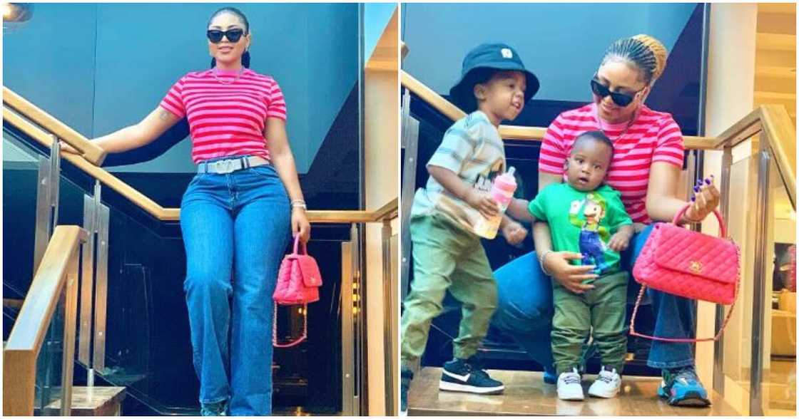 Actress Regina Daniels and her sons