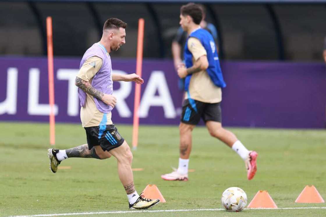 Lionel Messi training ahead of the Copa America final Lionel Messi training ahead of the Copa America final