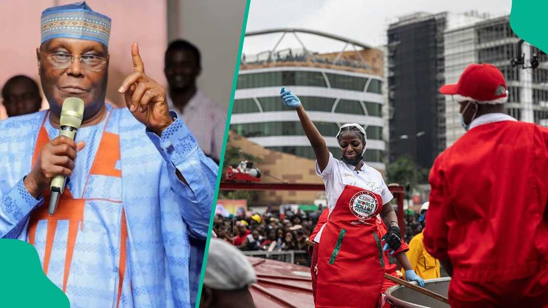 Former Vice President Atiku Abubakar reacts as Hilda Baci breaks the Guinness World Record again. Former Vice President Atiku Abubakar reacts as Hilda Baci breaks the Guinness World Record again.