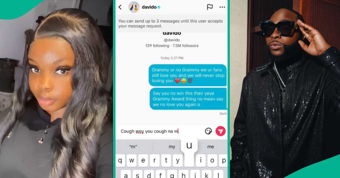 Lady sends Davido unexpected messages on TikTok after Grammy loss.