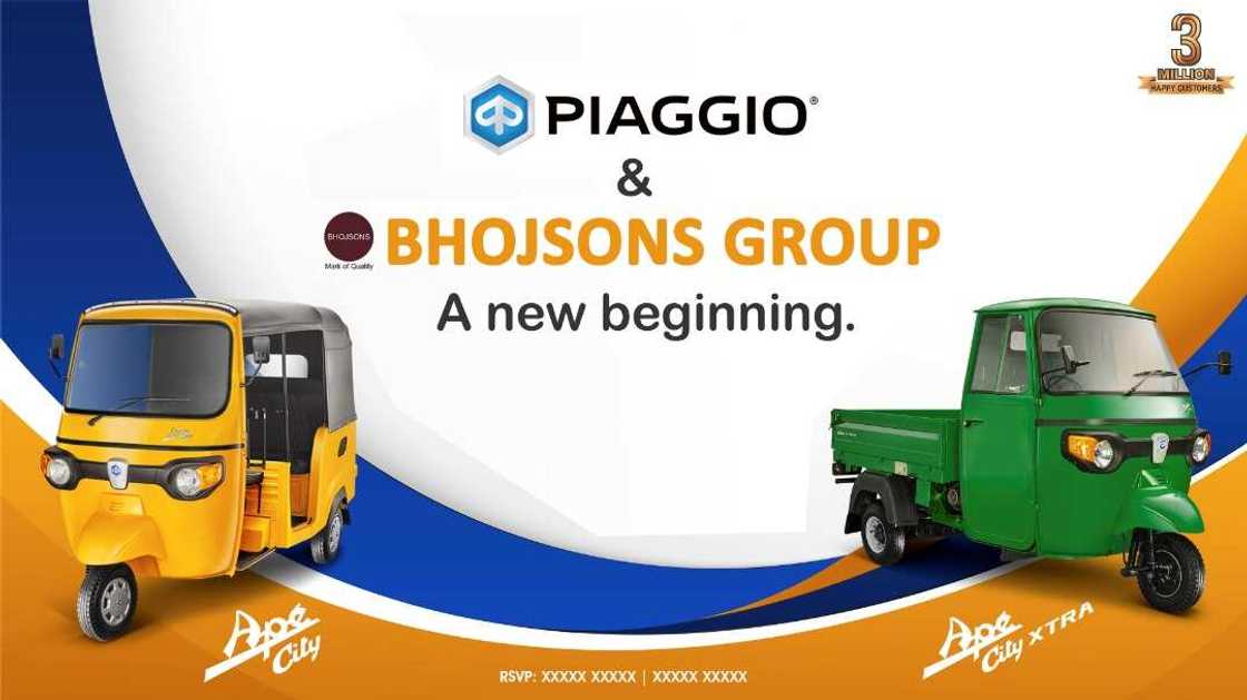 Piaggio Group Partners With Bhojsons Group for Distribution of Its Ape Brand Passenger and Cargo 3 Wheelers Piaggio Group Partners With Bhojsons Group for Distribution of Its Ape Brand Passenger and Cargo 3 Wheelers