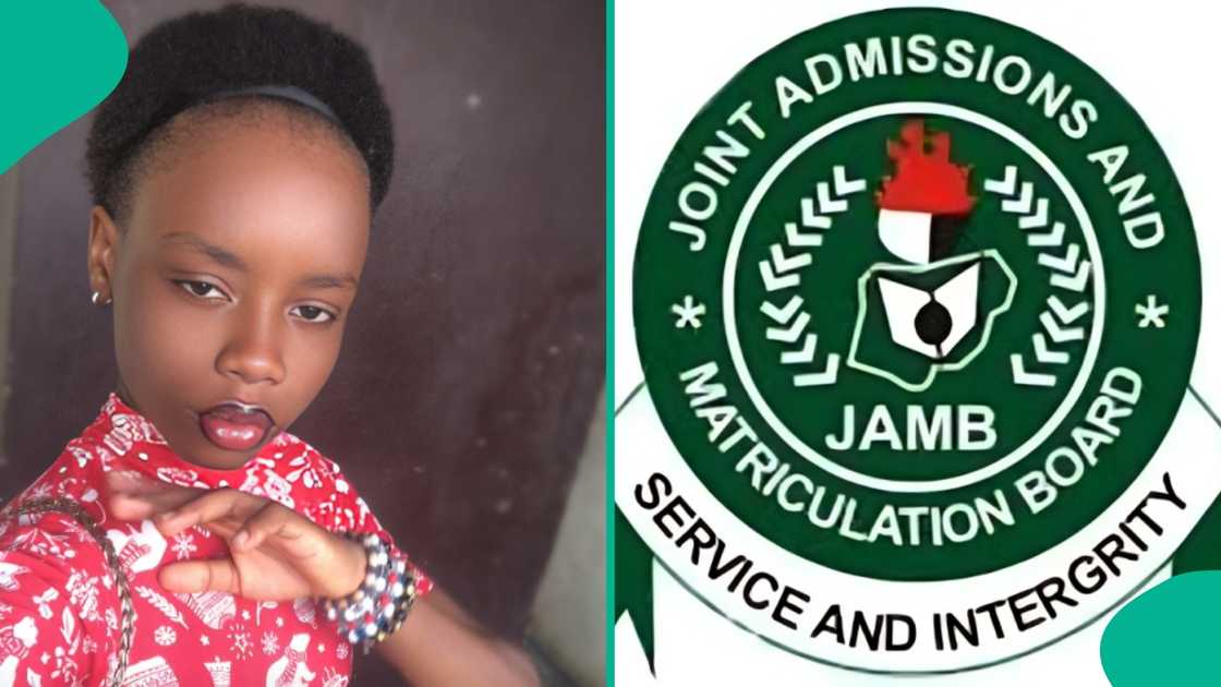 Nigerian arts student checks her 2026 UTME result on phone, showing JAMB score of 244 with subject breakdown in English, Government, Literature, and CRS.