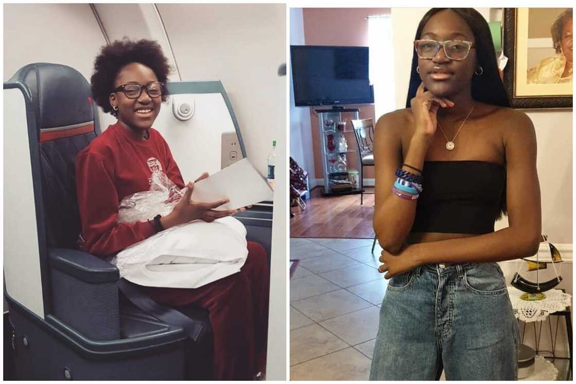 Ehi Idibia smiles as she sits on a seat in a plane (L). 2Baba's second child looks on in a solo picture (R). Ehi Idibia smiles as she sits on a seat in a plane (L). 2Baba's second child looks on in a solo picture (R).