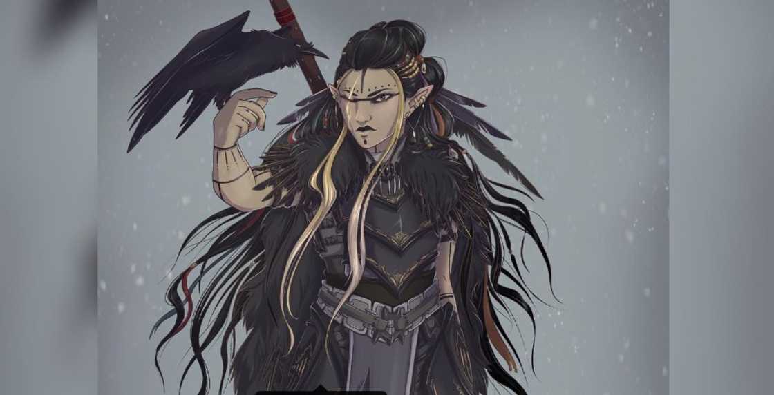 DnD Aasimar holding a crow DnD Aasimar holding a crow
