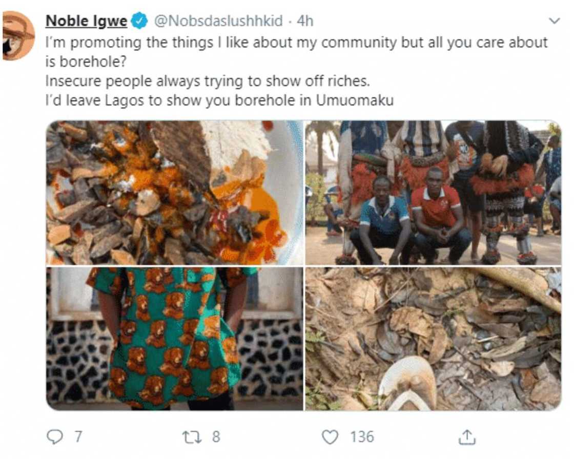 Noble Igwe fires back at trolls over photo he posted showcasing his hometown Noble Igwe fires back at trolls over photo he posted showcasing his hometown
