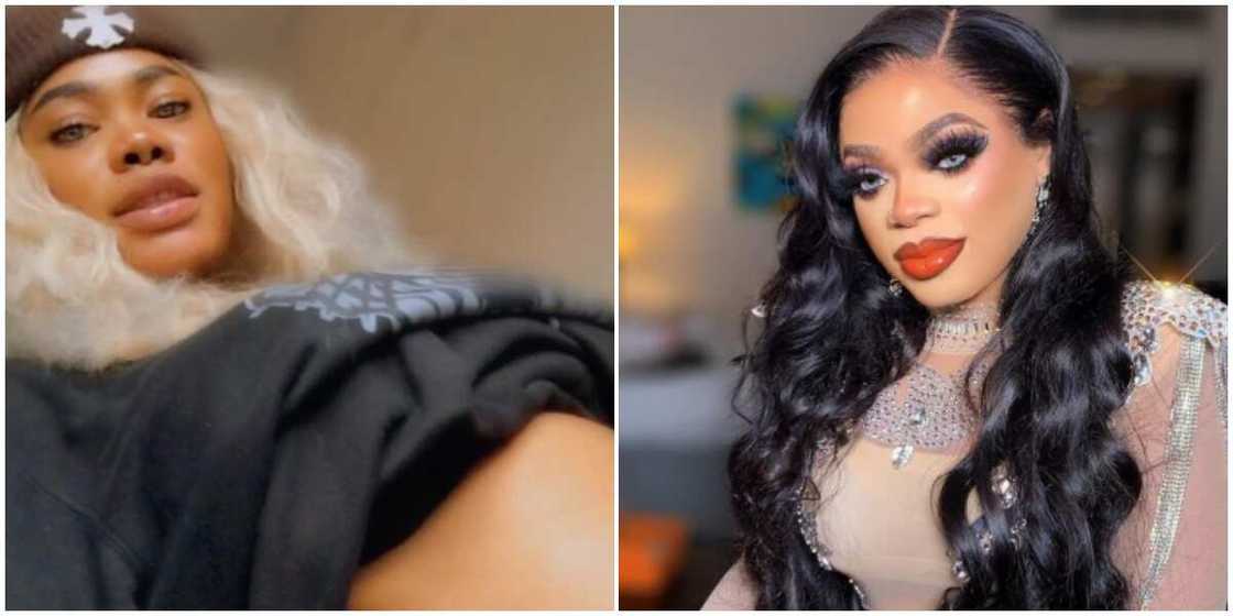 Photos of Oye Kyme and her former boss, Bobrisky. Photos of Oye Kyme and her former boss, Bobrisky.