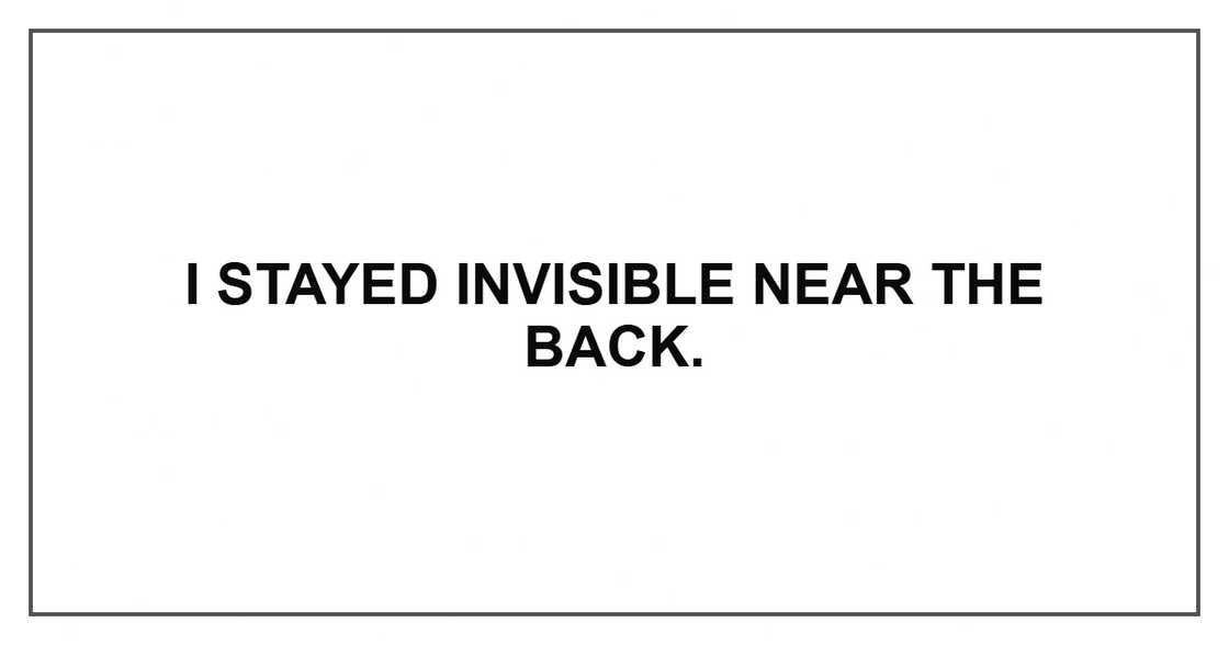 I stayed invisible near the back.
