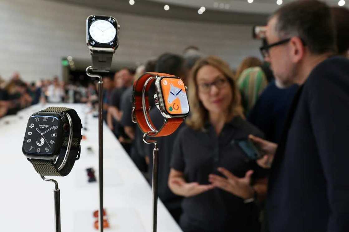 Apple Watches on display in Cupertino, California on September 12, 2023 Apple Watches on display in Cupertino, California on September 12, 2023