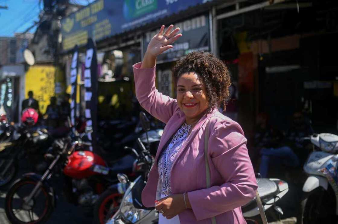 Rio de Janeiro state congresswoman and re-election candidate Renata Souza, of the Socialism and Freedom Party (PSOL), waves in the streets of Mare favela in Rio de Janeiro, Brazil, on September 02, 2022 Rio de Janeiro state congresswoman and re-election candidate Renata Souza, of the Socialism and Freedom Party (PSOL), waves in the streets of Mare favela in Rio de Janeiro, Brazil, on September 02, 2022