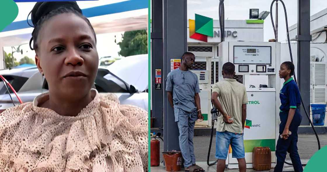 Driver buys fuel priced at N200. Driver buys fuel priced at N200.