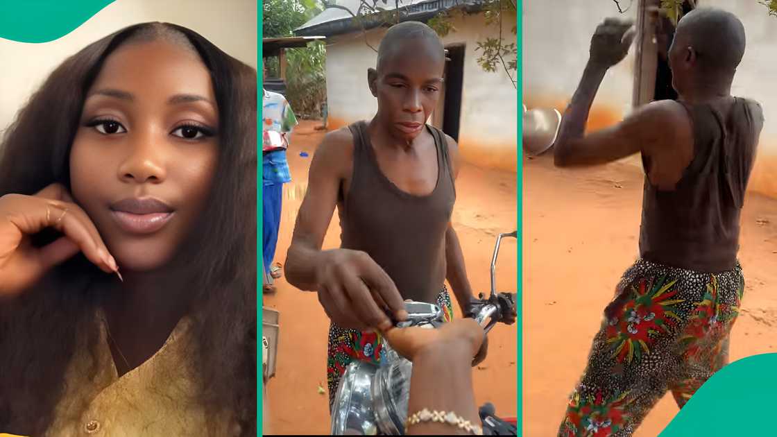 Nigerian lady gifts her father a brand new motorcycle.