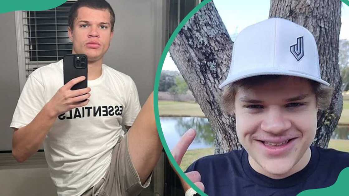 American gamer Jynxzi takes a selfie mirror (L) and him donning a Jynxzi-branded cap (R) American gamer Jynxzi takes a selfie mirror (L) and him donning a Jynxzi-branded cap (R)