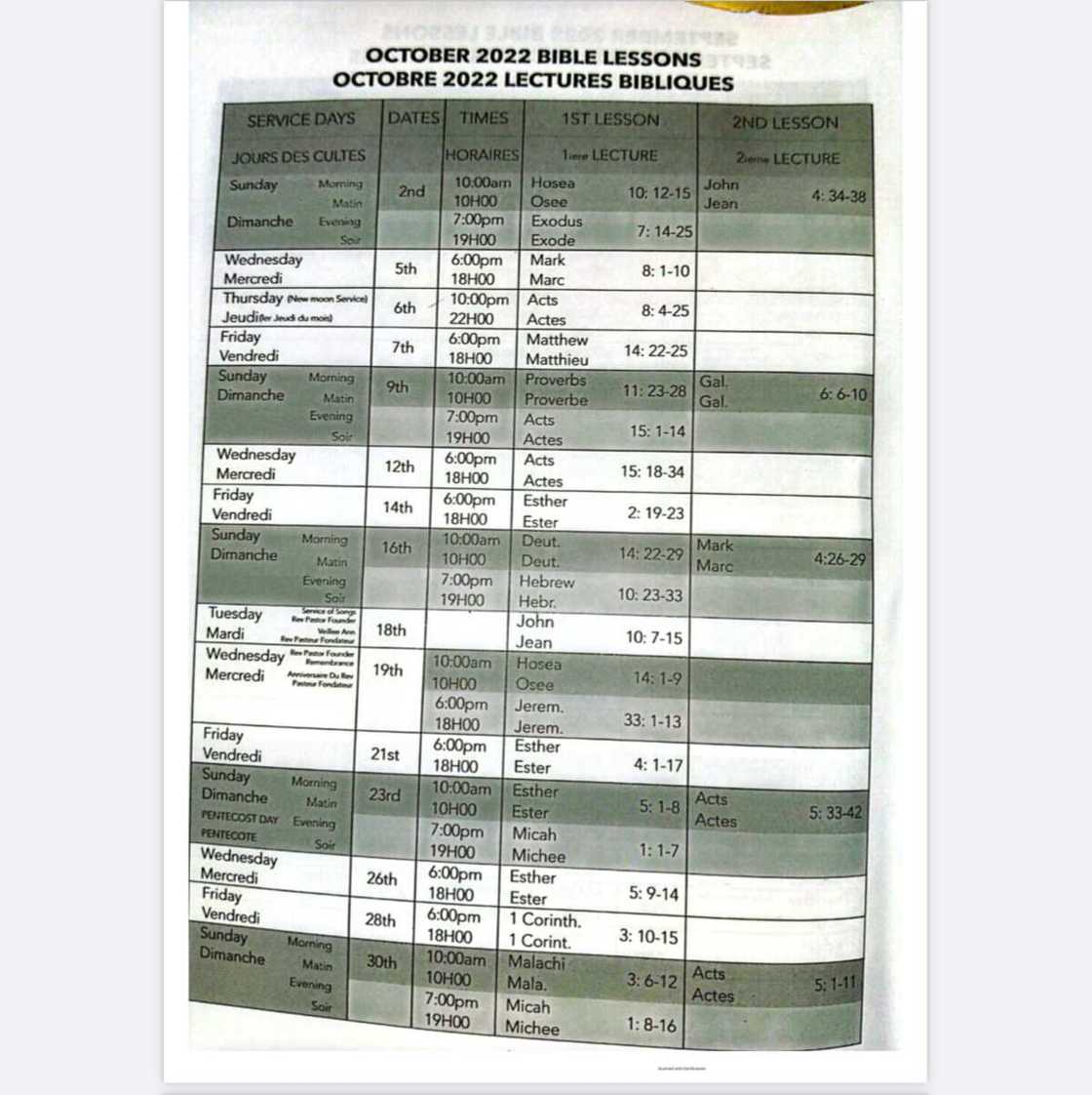 Celestial Church of Christ Bible lessons October 2022 Celestial Church of Christ Bible lessons October 2022