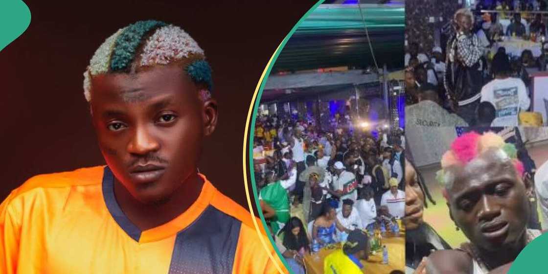 Portable gives his lookalike his jacket at show. Portable gives his lookalike his jacket at show.