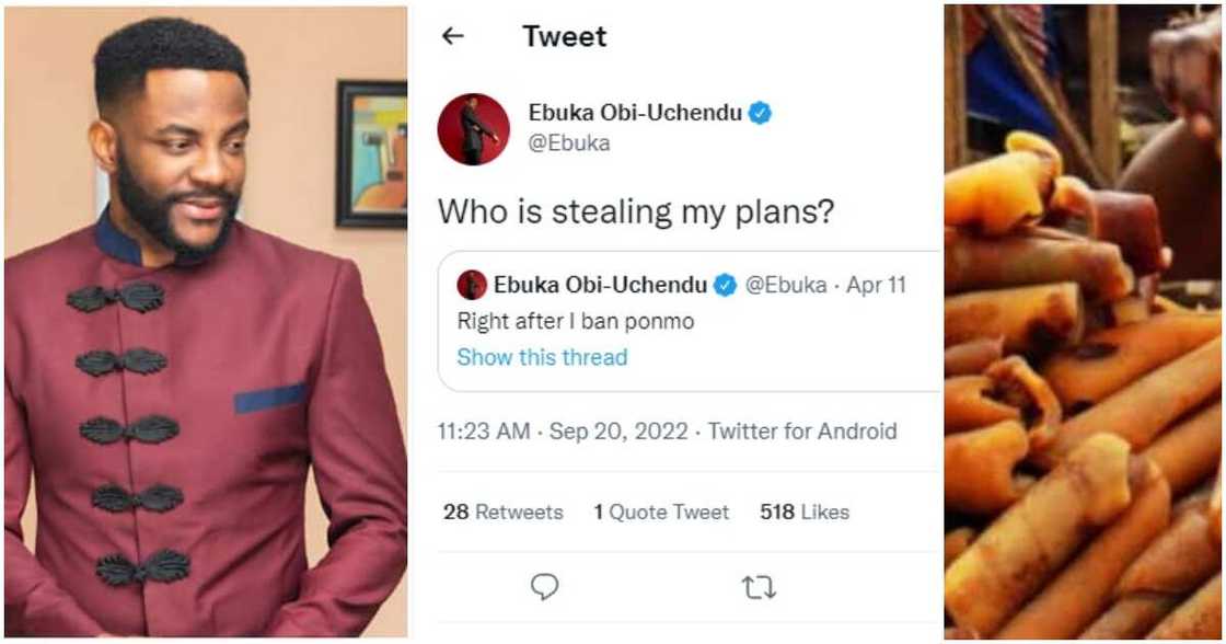 Ebuka Uchendu, ponmo ban, tweet Ebuka Uchendu, ponmo ban, tweet
