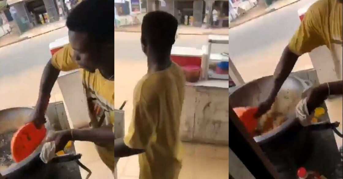 Roadside food seller throwing rice like football goes viral Roadside food seller throwing rice like football goes viral