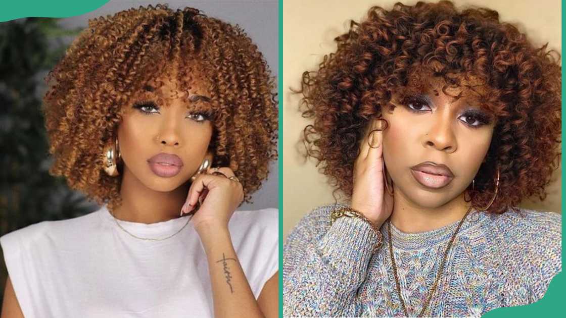 Brown banged afro Brown banged afro