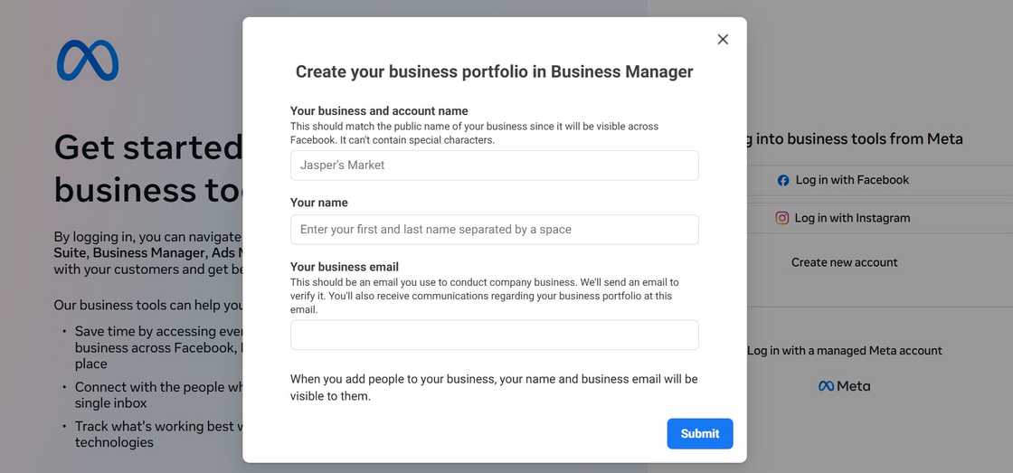 Screenshot of Facebook Business Manager portfolio Screenshot of Facebook Business Manager portfolio