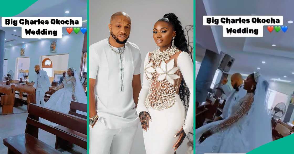 Charles Okocha and his bride in church. Charles Okocha and his bride in church.